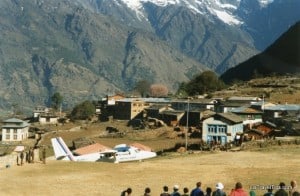 Plane arriving at Lukla, Nepal 1990