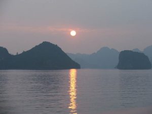 Moon over Halong Bay Vietnam